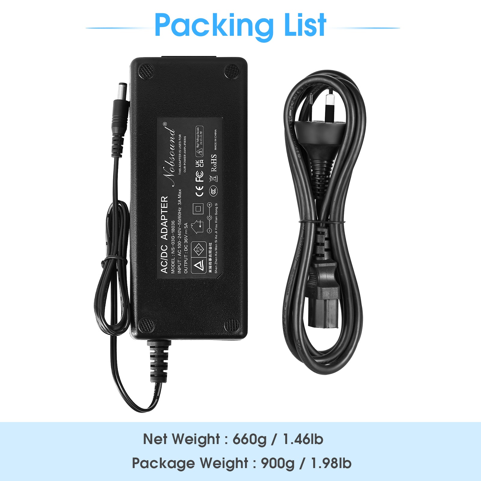 Douk Audio DC 19/24/32/36/48V Power Supply Adapter AC 100-240V Transformer
