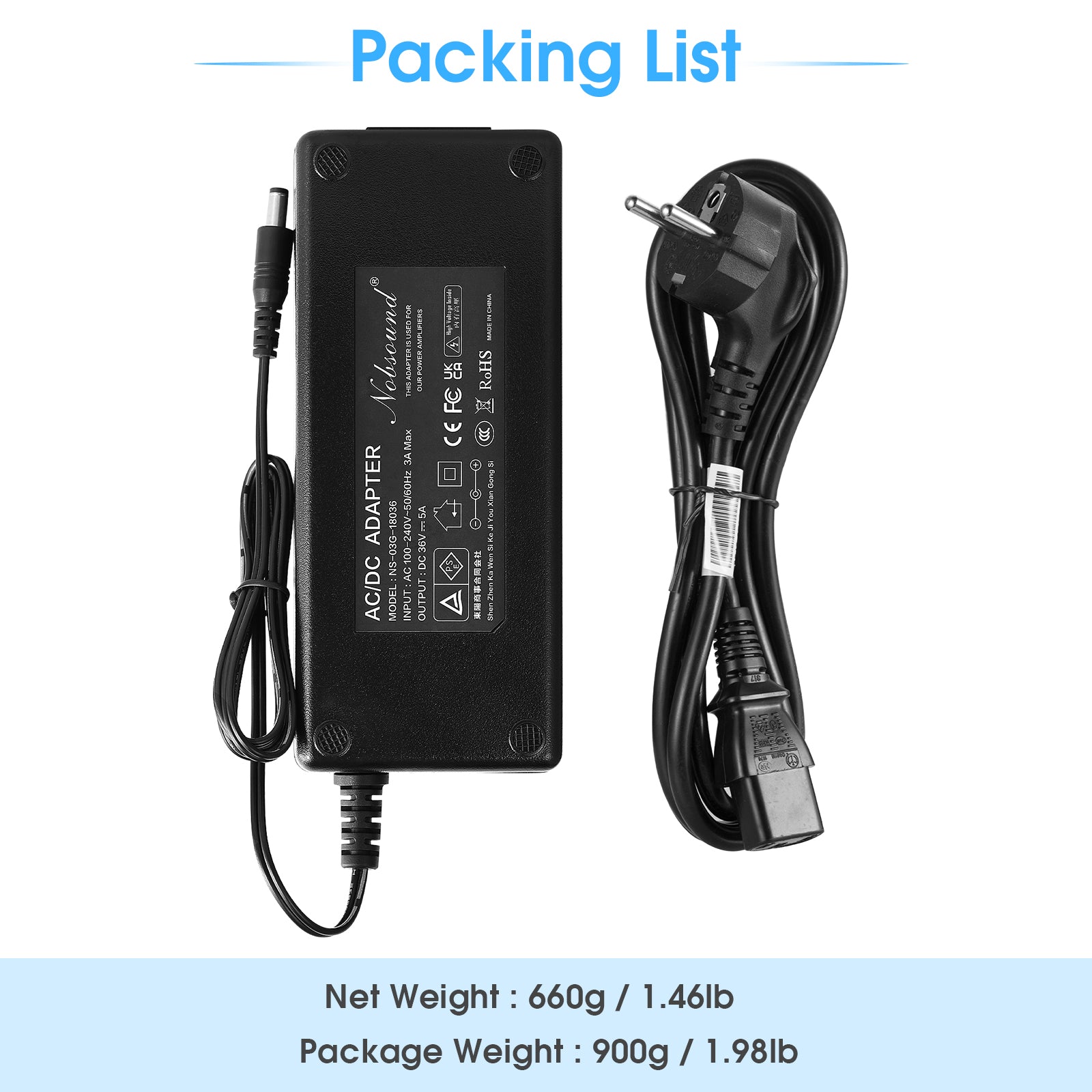 Douk Audio DC 19/24/32/36/48V Power Supply Adapter AC 100-240V Transformer