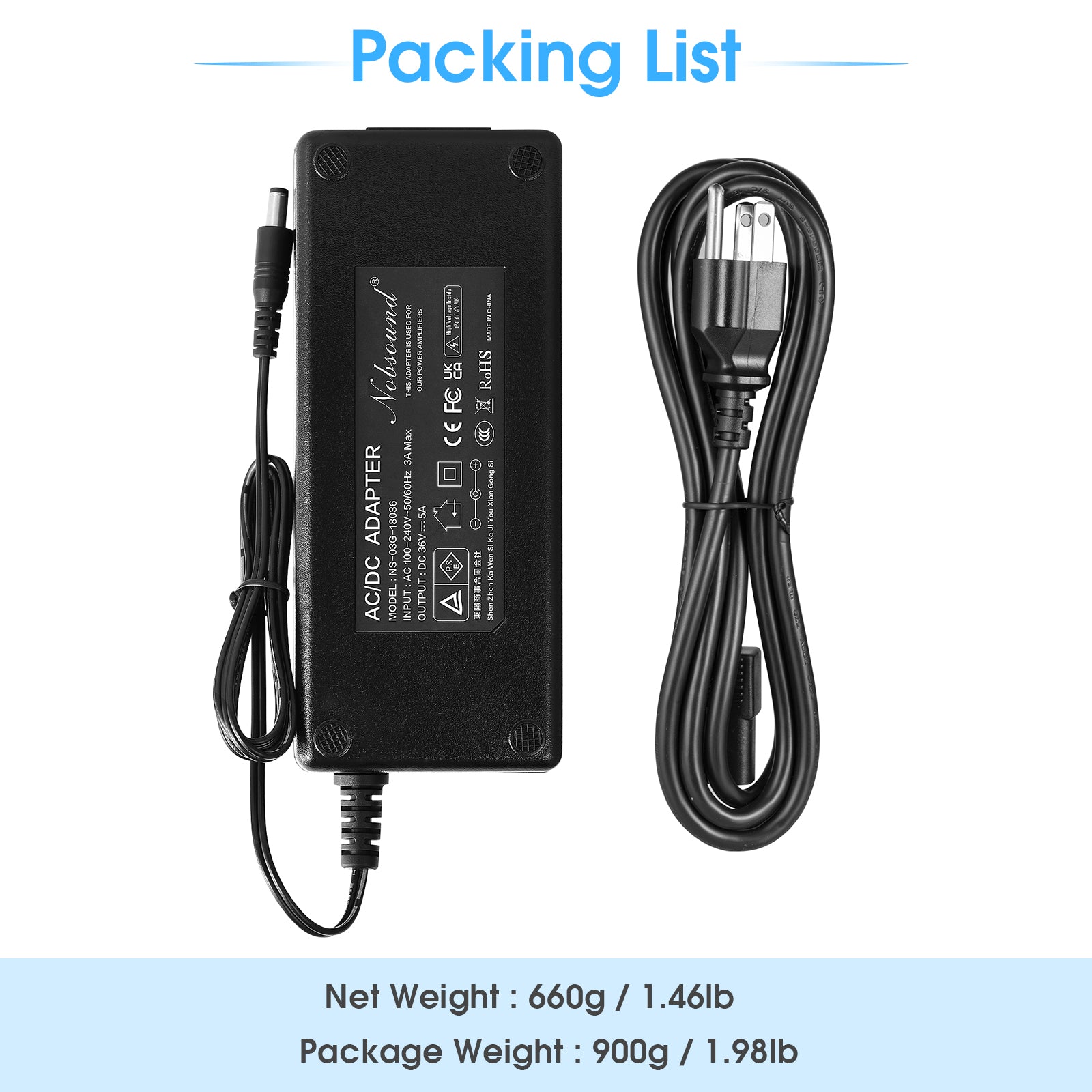 Douk Audio DC 19/24/32/36/48V Power Supply Adapter AC 100-240V Transformer