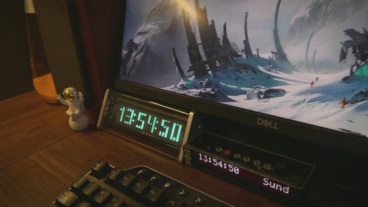 Douk Audio VFD253 3.5mm AUX Switcher Box VFD Audio Analyser Bluetooth 5.0 Receiver Home Desk Clock