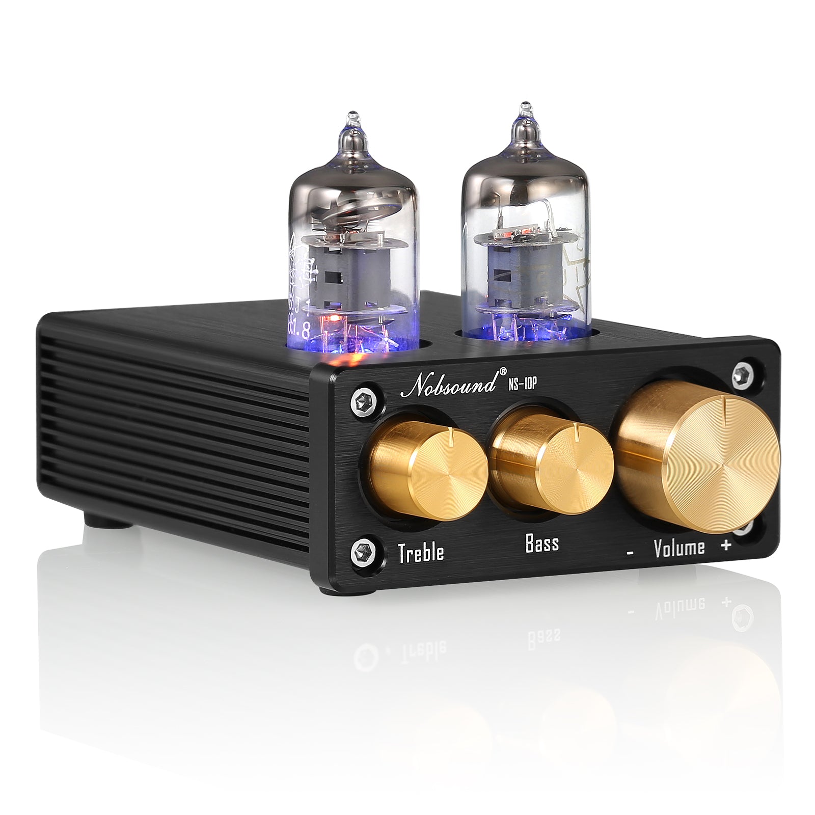 Nobsound NS-10P Mini-Vakuumröhren-Stereo-Vorverstärker, HiFi-Heim-Audio-Vorverstärker mit Höhen- und Bassregelung 
