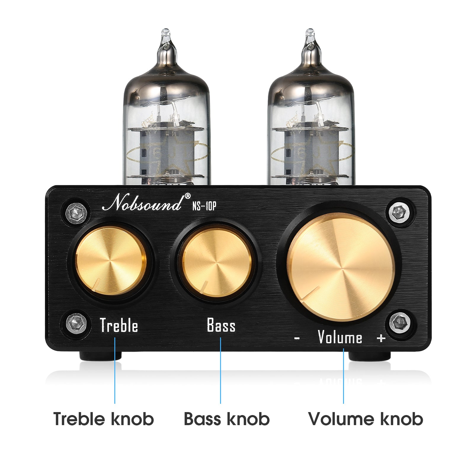Nobsound NS-10P Mini-Vakuumröhren-Stereo-Vorverstärker, HiFi-Heim-Audio-Vorverstärker mit Höhen- und Bassregelung 