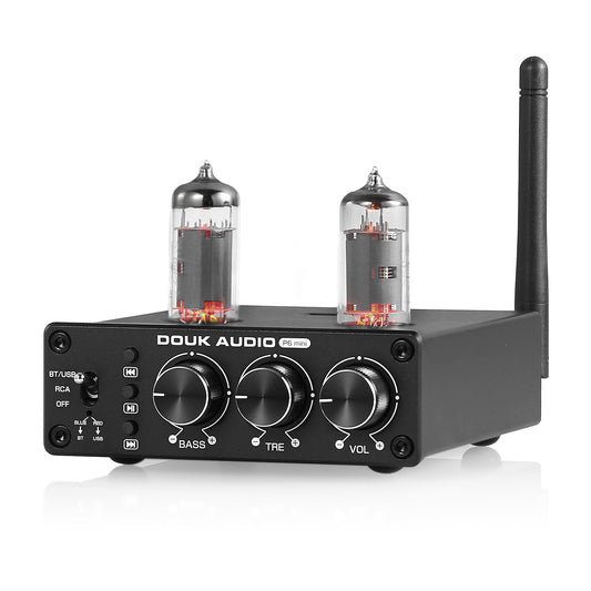 Douk Audio P6 MINI HiFi Vacuum Tube Preamp Bluetooth Stereo Audio Pre-amplifier Tone Control