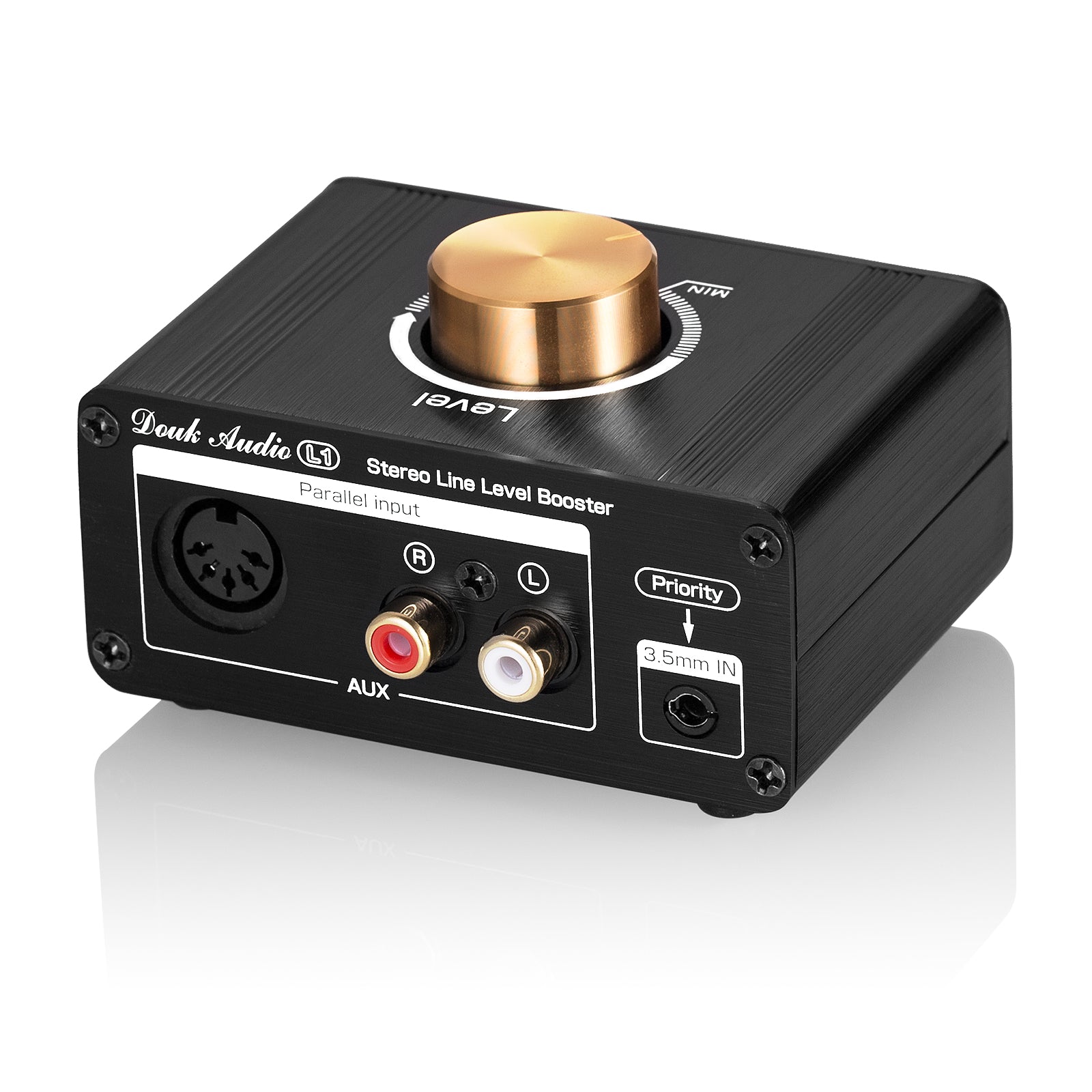 Douk Audio L1 Mini-Stereo-Line-Level-Booster-Verstärker, Audio-Vorverstärker, 20 dB Verstärkung mit Lautstärkeregelung 